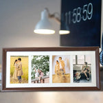 cadre photo bois moderne multi photos décoration minimaliste marron foncé blanc beige clair