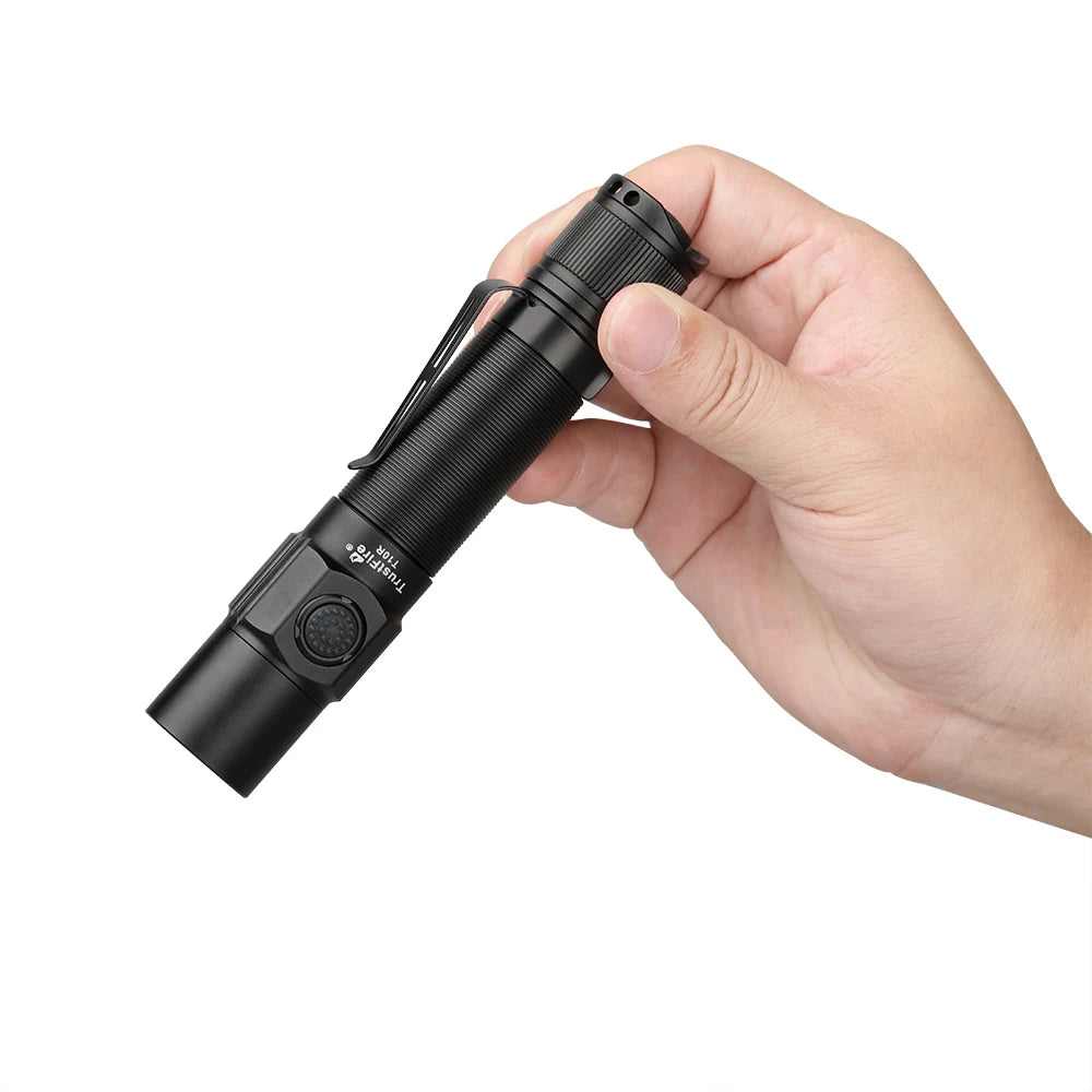 lampe tactique rechargeable 1800 led 18650 lumen 200 500mètres aluminium noir clip utilitaire