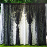 rideau voilage dentelle florale blanc noir bohème romantique tringle rideau