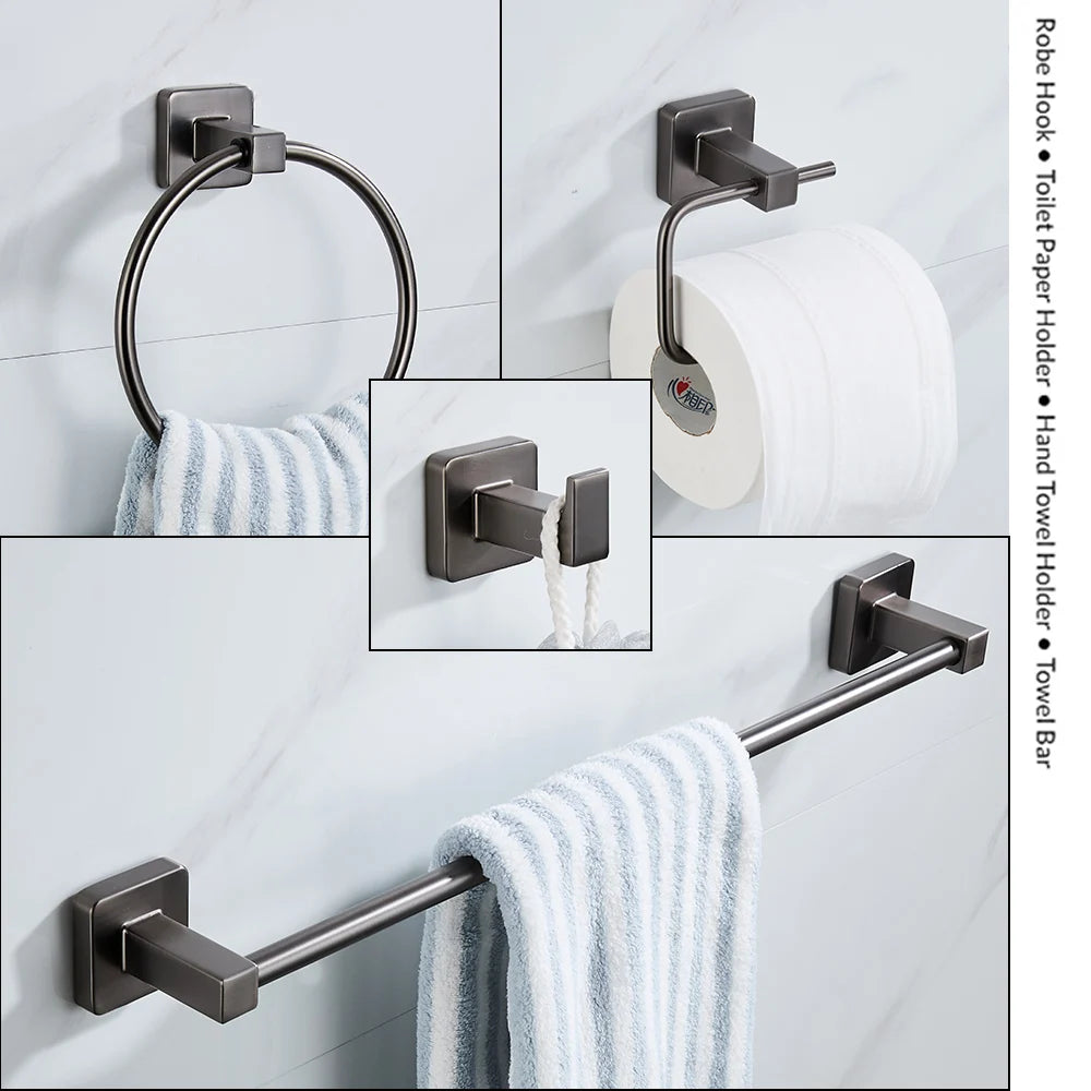 accessoires salle bain noir mat lisse classique porte serviette porte papier toilette barre serviettes