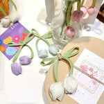 boucles rideau tulipes rose blanc vert violet ruban décoratives floral accessoires bricolage mariage