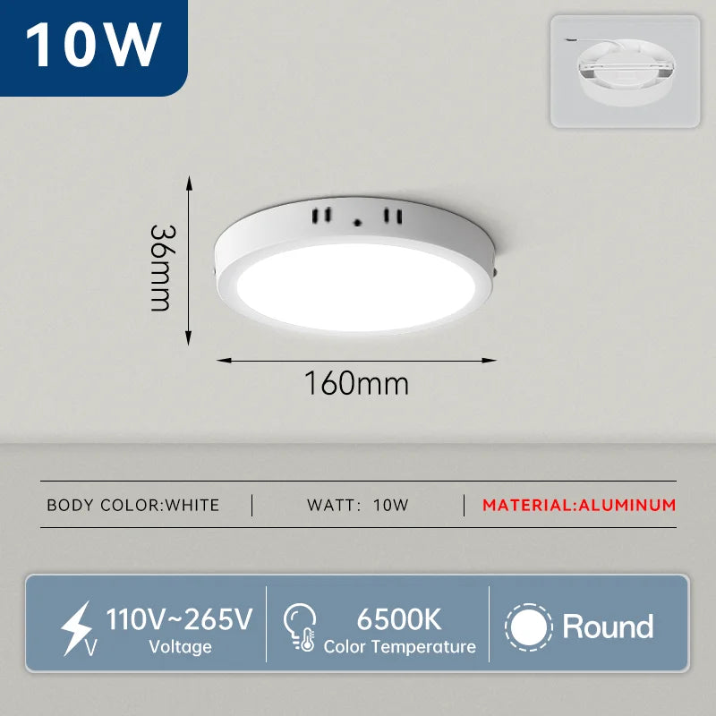 lampe led moderne ultra mince 10w 15w 20w 30w blanc rond carré