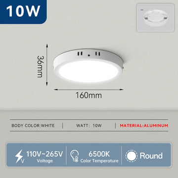 lampe led moderne ultra mince 10w 15w 20w 30w blanc rond carré