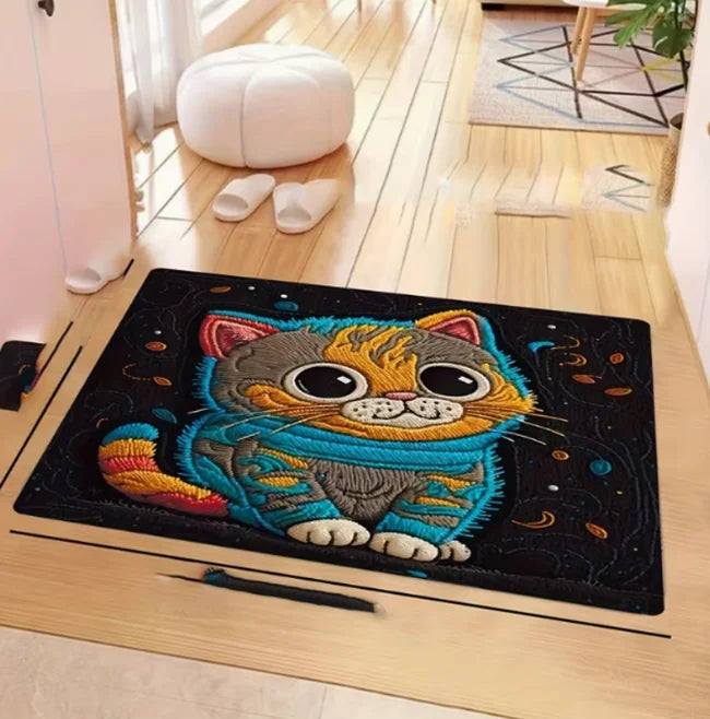 tapis sol moderne panda dessin animé noir blanc gris 80cm 60cm salon chambre bain