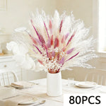 bouquet plumes graminées fleurs séchées blanc rose boho décoration intérieure anniversaire mariage