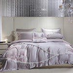 ensemble literie luxueux blanc cassé broderie florale satinée pièces king queen