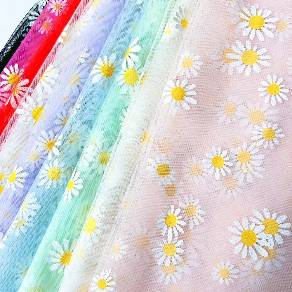 tulle polyester marguerites blancs motifs féminins costumes robes accessoires mariage transparent