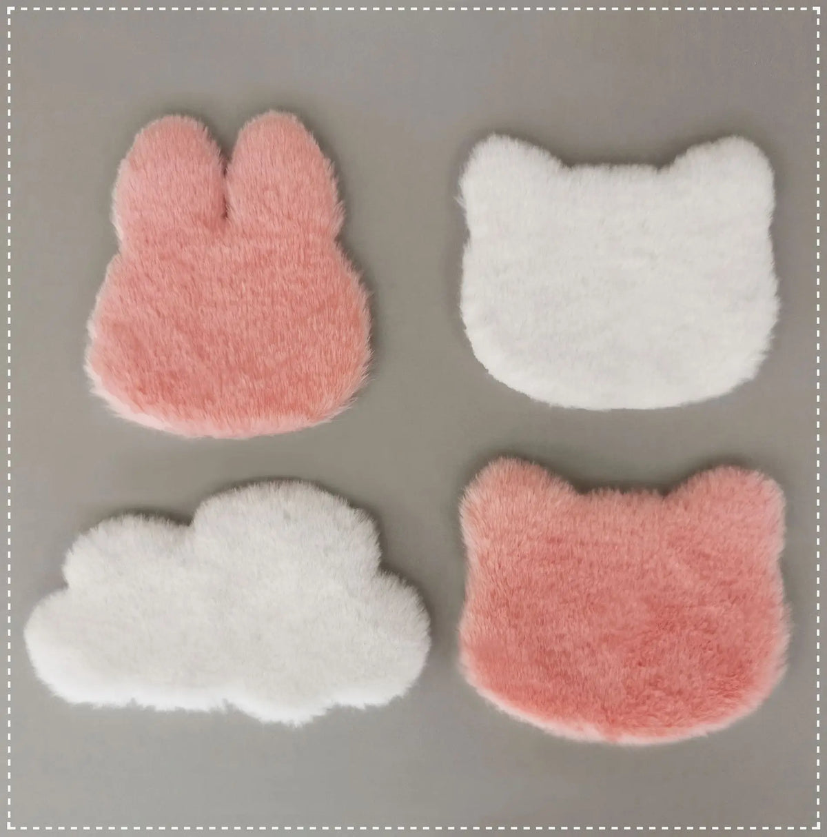 coussins décoratifs fourrure animaux rose clair blanc moderne doux lapin chat nuage