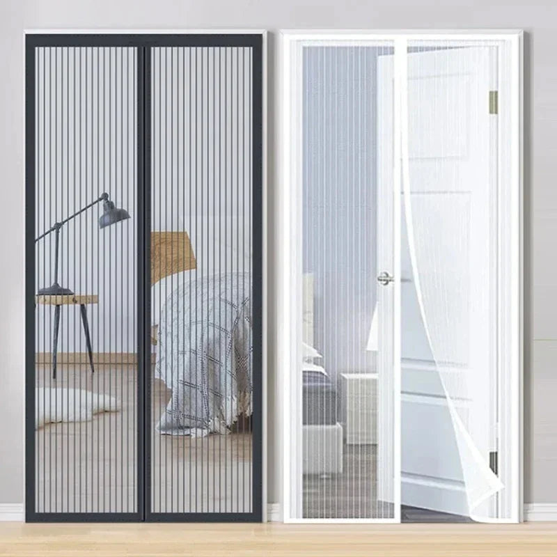 rideau porte magnétique maille fine noir anti moustiques été moderne adhésif 90x210cm opacité