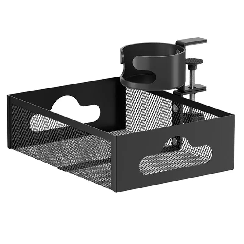 organisateur sous table tiroir noir moderne plastique grille attache pince