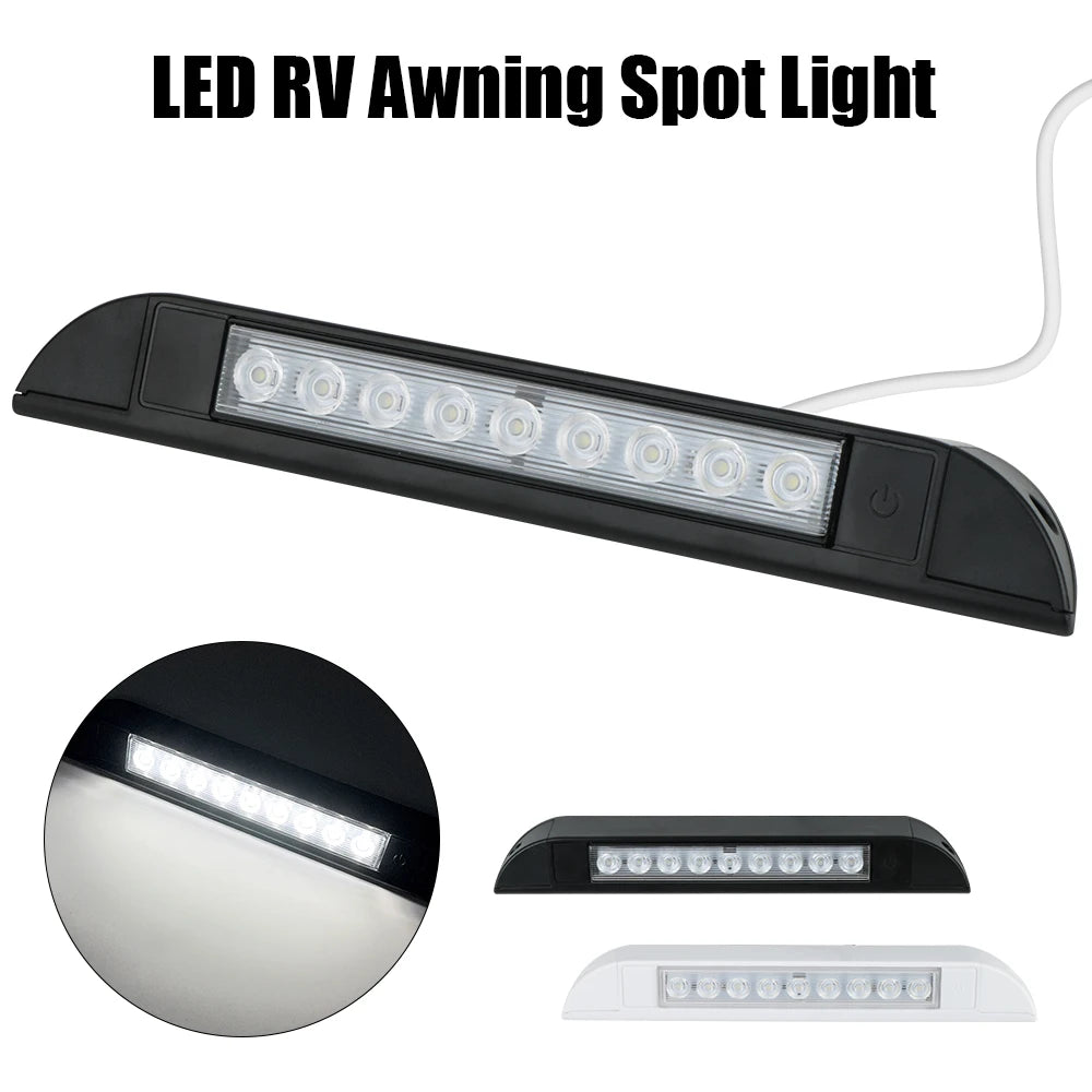 spot lumineux led noir blanc moderne utilitaire camping car rv 25.5cm 40cm câble led