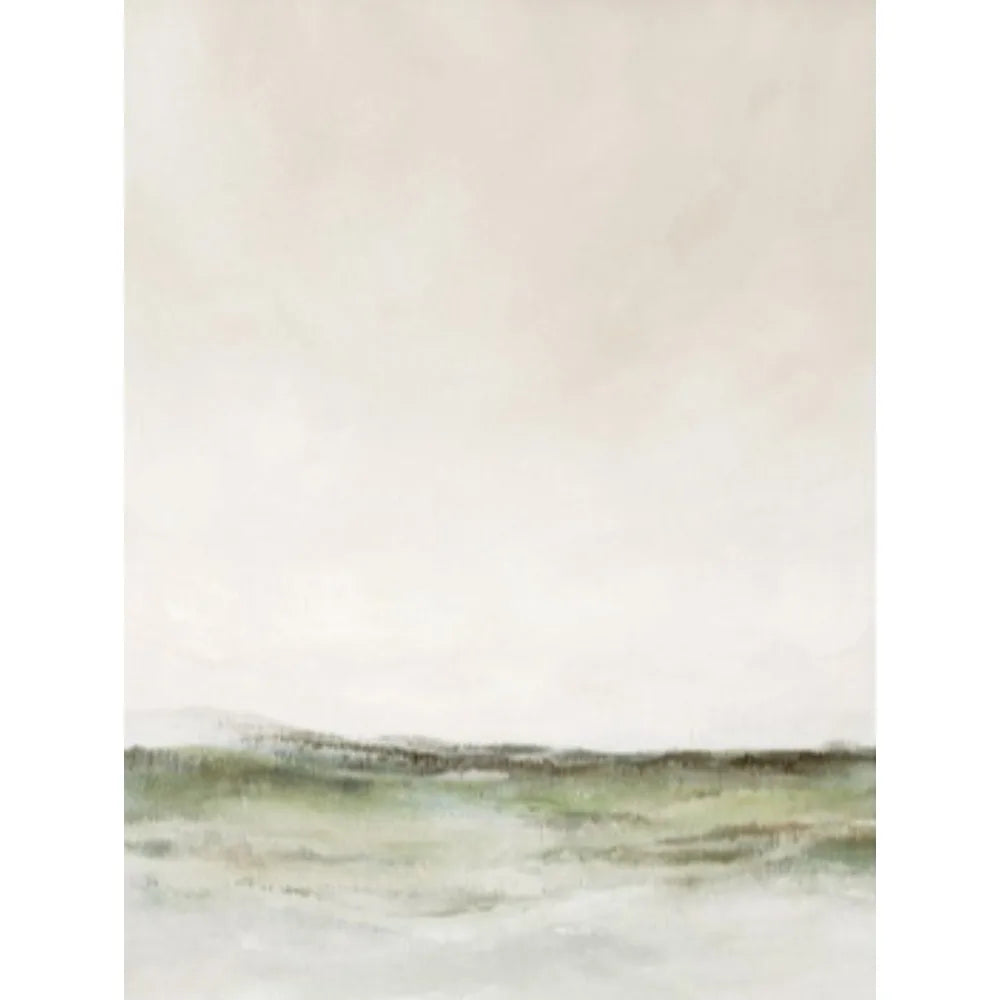 tableau abstrait minimaliste toile beige gris vert vague 40x50cm 30x40cm 20x30cm