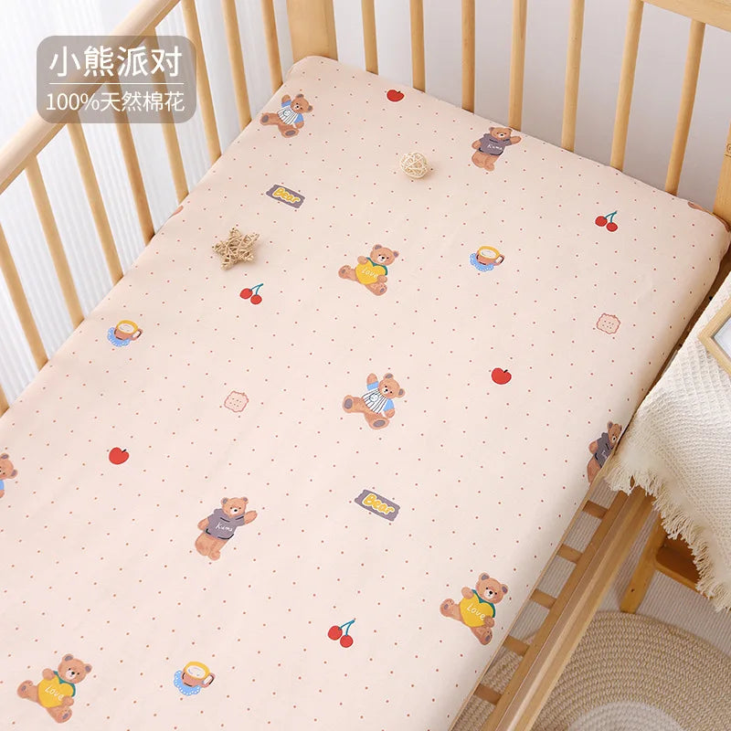 drap bébé couverture panda points sapins élastique simple beige uni coton respirant lit enfant