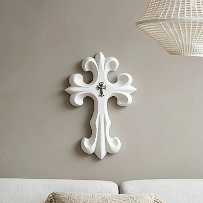 décoration murale croix résine noire blanche classique baroque sculptural chambre salon
