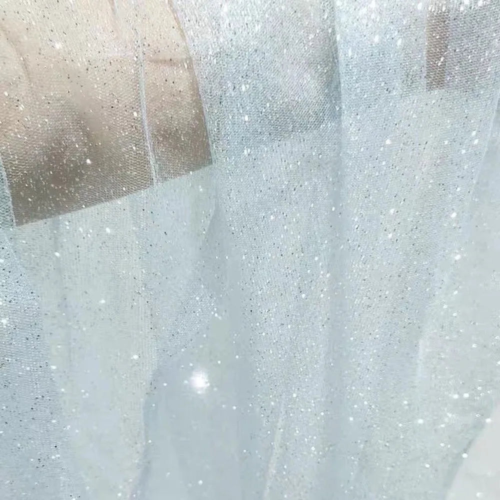 tulle pailleté blanc noir beige glamour translucide decoration couture bricolage 45x150cm