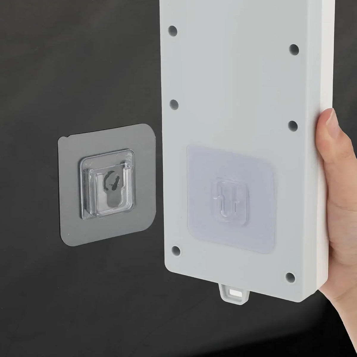 clips adhésifs transparents modernes support rangement sans trace acier inoxydable fixations murales doubles faces