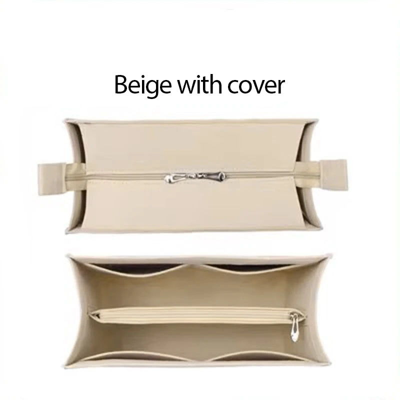 organisateur sac main feutre compartiments rangement insert pliable monogramme beige noir grande taille