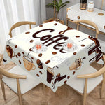 nappe rectangulaire moderne blanche grains tasse lettering polyester événements table décorationversible