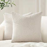 coussin beige rayures verticales moderne housse 45x45cm polyester coton zipper blancintérieur deco maison