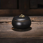 pot thé céramique classique poignée métallique couvercle texture grainée décoratif