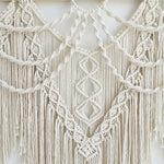 tapisserie macramé coton ovale motifs géométriques franges bohème bois opaque