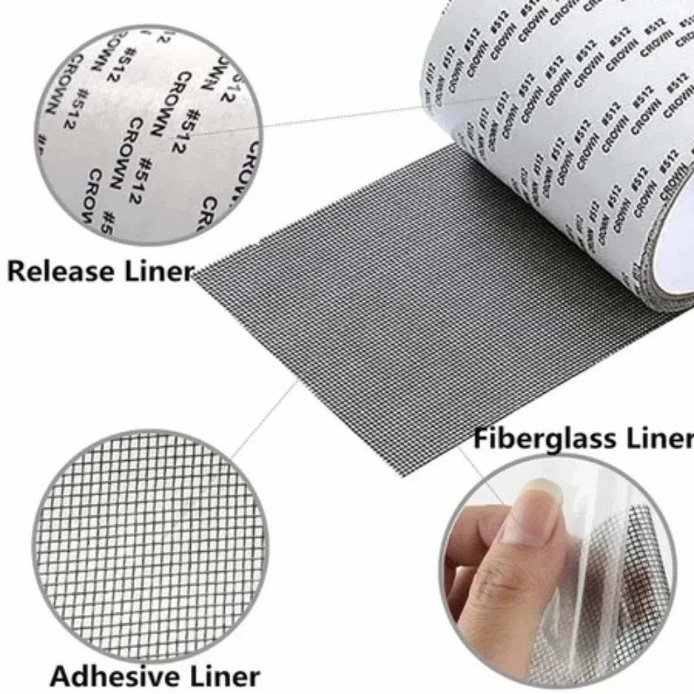 filet anti moustiques adhésif réparation trous fenêtre gris maille fine pratique