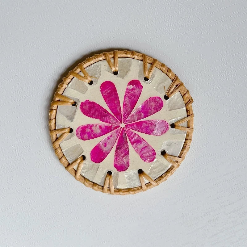 coasters rotin multicolore mosaïque floral antichoc table moderne respectueux environnement thermal insulation