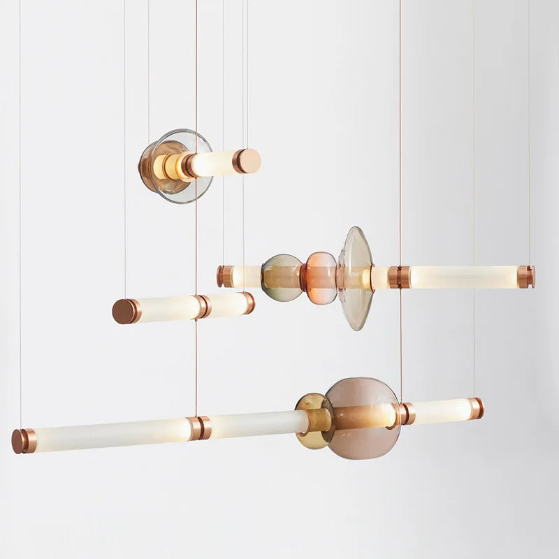 plafonnier suspension led moderne boule ronde verre translucide blanc doré cuisine salle manger