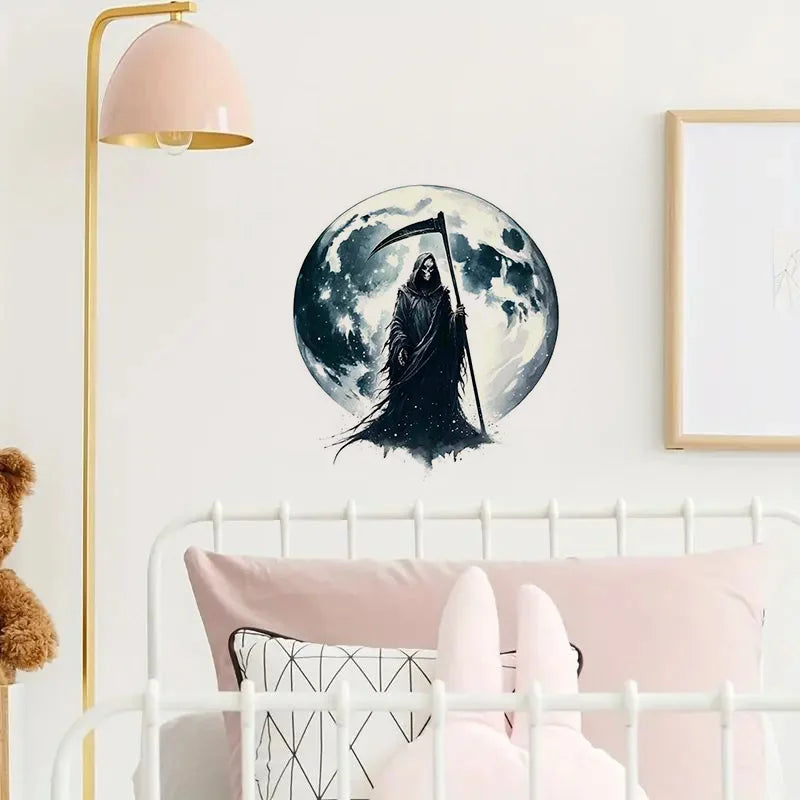 autocollant mural gothique grim reaper nuit étoiles noir illustration