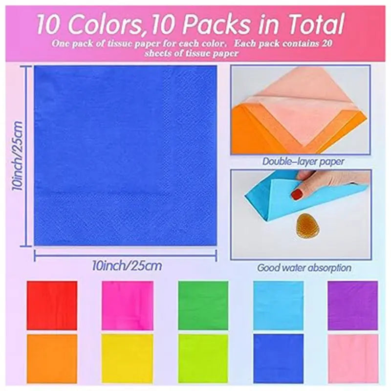 serviettes papier rayées colorées moderne festives bleu rose vert jaune orange rouge violet marron