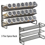 organisateur étagère murale métal trois niveaux noir maillage industriel minimaliste pots épices