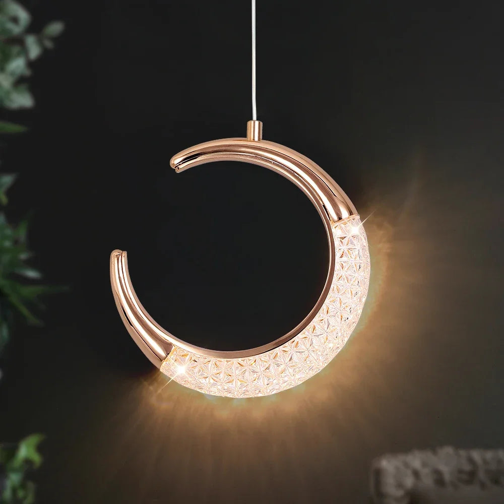 luminaire suspendu moderne cristaux scintillants lampe led rose doré blanc gris foncé