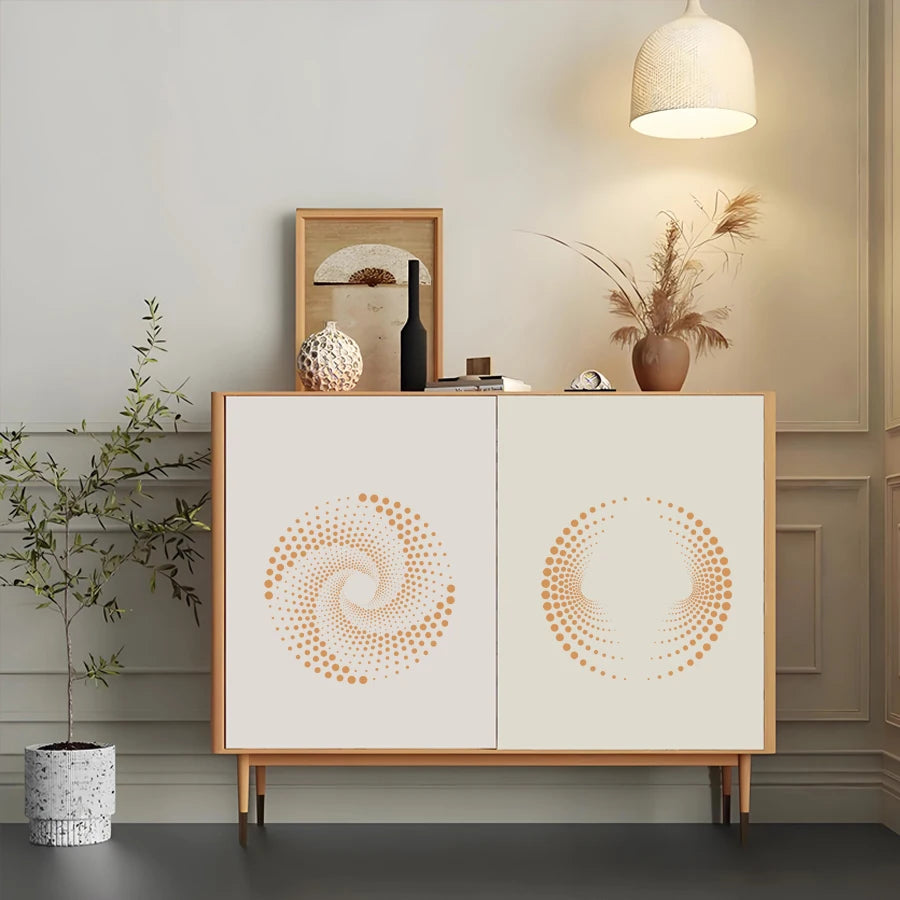pochoirs stencil noir blanc spirale points moderne géométrique peinture murale sol diy decoration