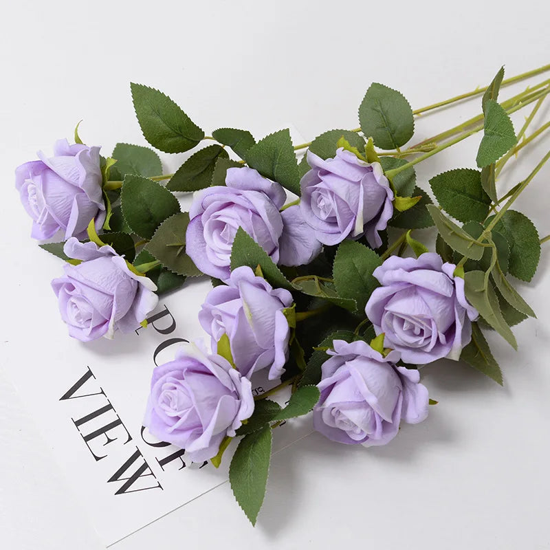 bouquet roses artificielles blanc rouge violet classique décoration maison anniversaire saint valentin mariage