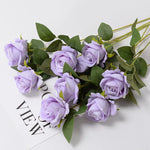 bouquet roses artificielles blanc rouge violet classique décoration maison anniversaire saint valentin mariage