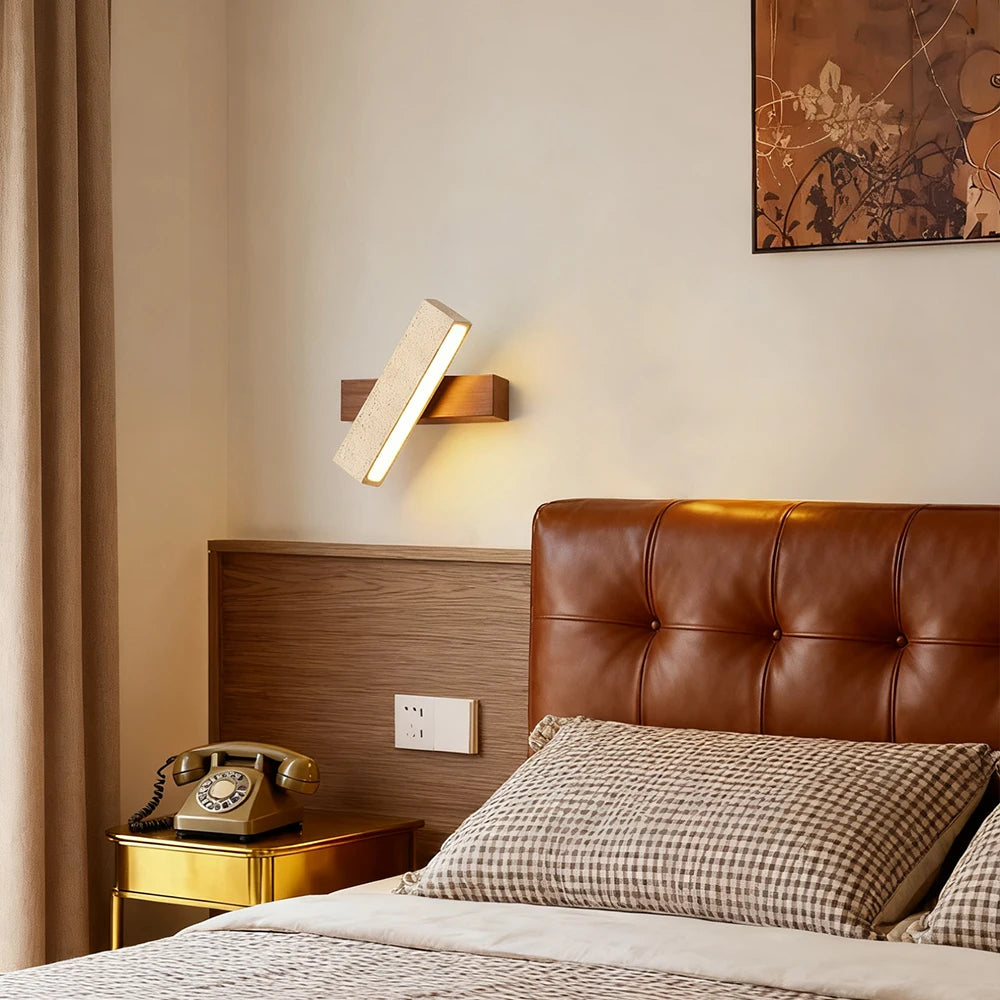 lampe murale moderne bois applique LED éclairage salle manger 10 15m² beige clair texture