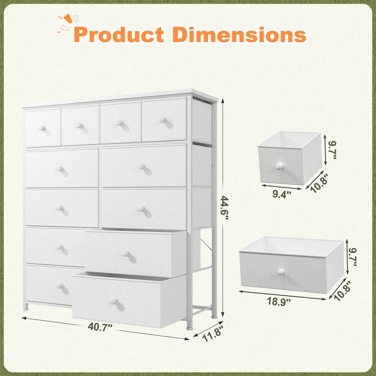 armoire tiroirs blanc moderne pieds ajustables organisation rangement chambre tissu texture grise