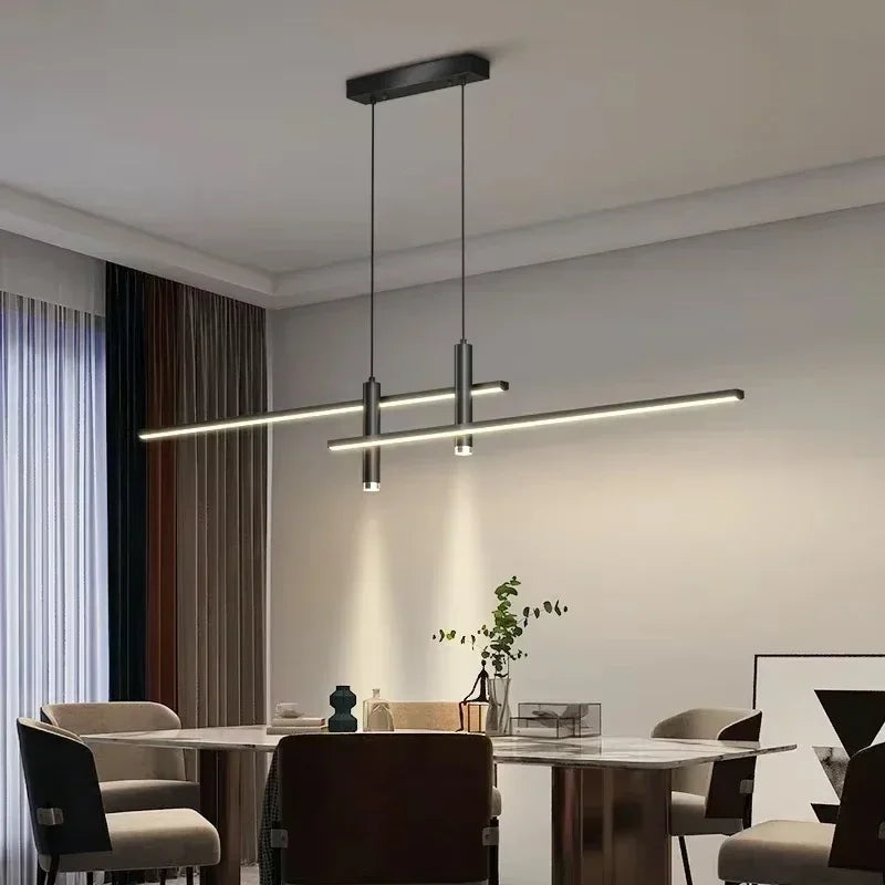 suspension lumineuse moderne noire led pendentif minimaliste rectangulaire lisse opaque tactile