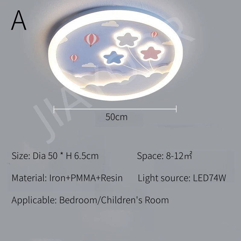 plafonnier led moderne enfantin avion nuages licorne astronaute ours étoiles bleu blanc rose gris