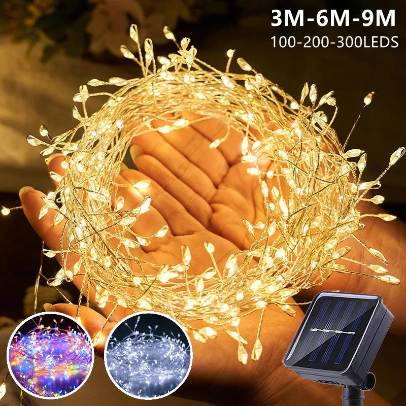 guirlande lumineuse solaire led blanc chaud multicolore filament cuivre moderne 3m 6m 9m autoinstallation
