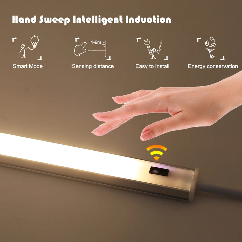 lampe led sous meuble cuisine capteur mouvement blanc moderne placard garde robe éclairage intérieur