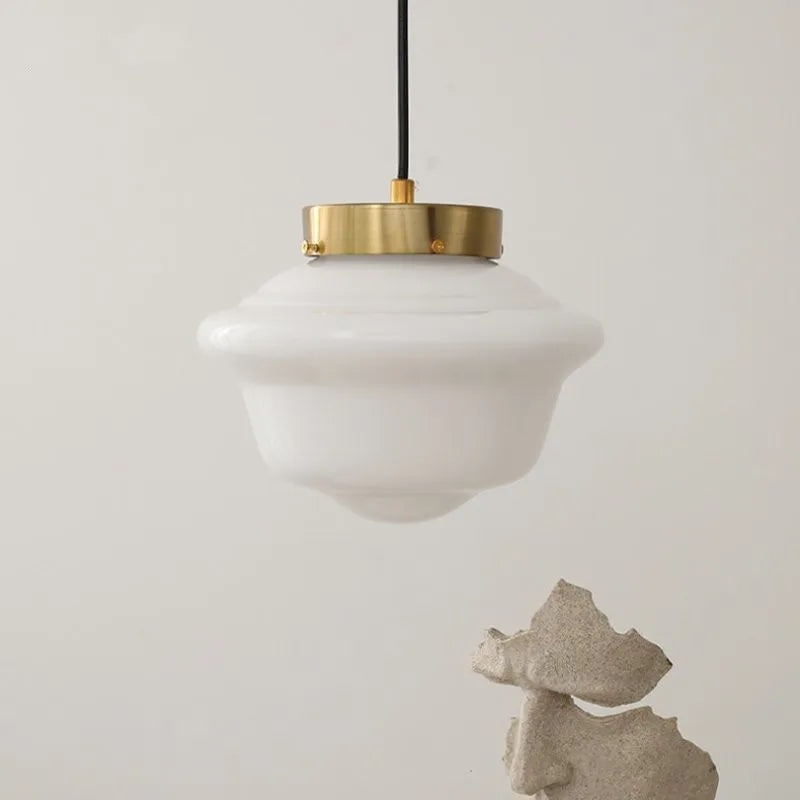Suspension lumineuse industrielle verre texturé blanc doré bois chambre salon