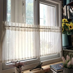 rideau valance polyester translucide blanc cassé rustique fleurs artificielles pots céramique