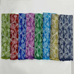 tissu brodé dentelle polyester paillettes fleurs vert violet rouge bleu mariage festive