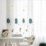 Rideau transparent brodé planètes fusées moderne enfant fenêtre polyester anneaux métalliques