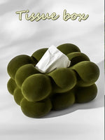 boîte mouchoirs céramique velours moderne vert olive rose clair beige