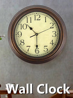 horloge murale classique vintage aiguille sans tic tac marron jaune cadrans chiffres romains salon