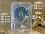 décoration gâteau sirène océan bougie chiffre paillettes étoiles mer coquillage thème marin blanc bleu