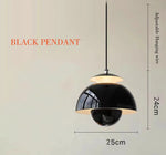 lumière suspendue moderne scandinave deux demi sphères concentriques salon chambre étude orange vert noir