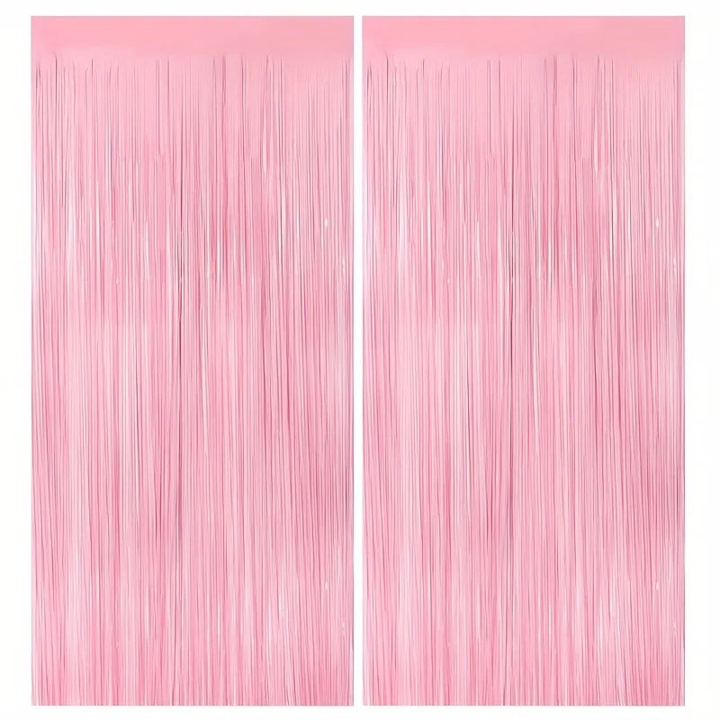rideau franges rose brillant décoration mariage anniversaire fête gâteau cupcakes ballons confettisDecorationMuraleFestiveFrangesRoseBrillantesPourEvènementsFamiliauxEtProfessionnels